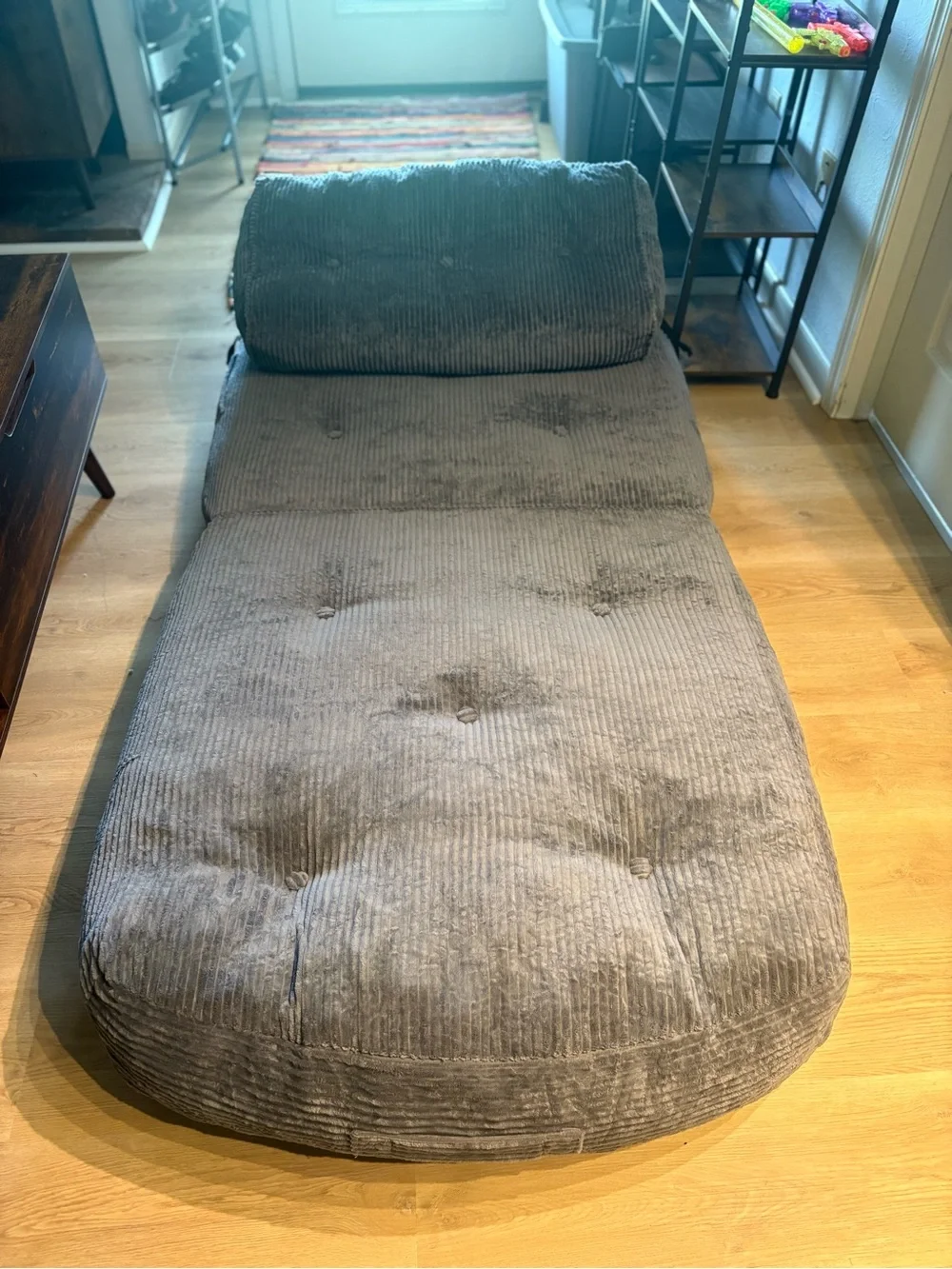 Amazon Gray Corduroy Floor Chaise Lounger